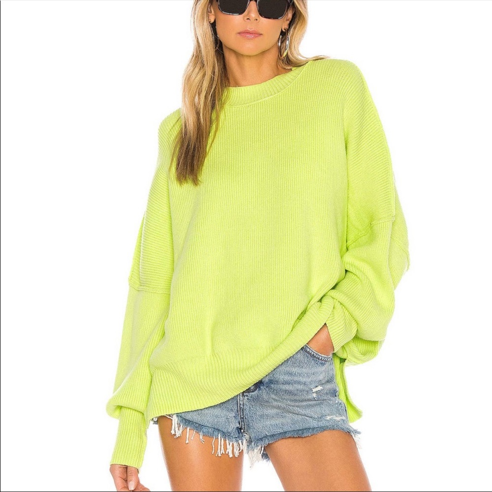 Free People Easy Street Tunic Oversized Lime Green